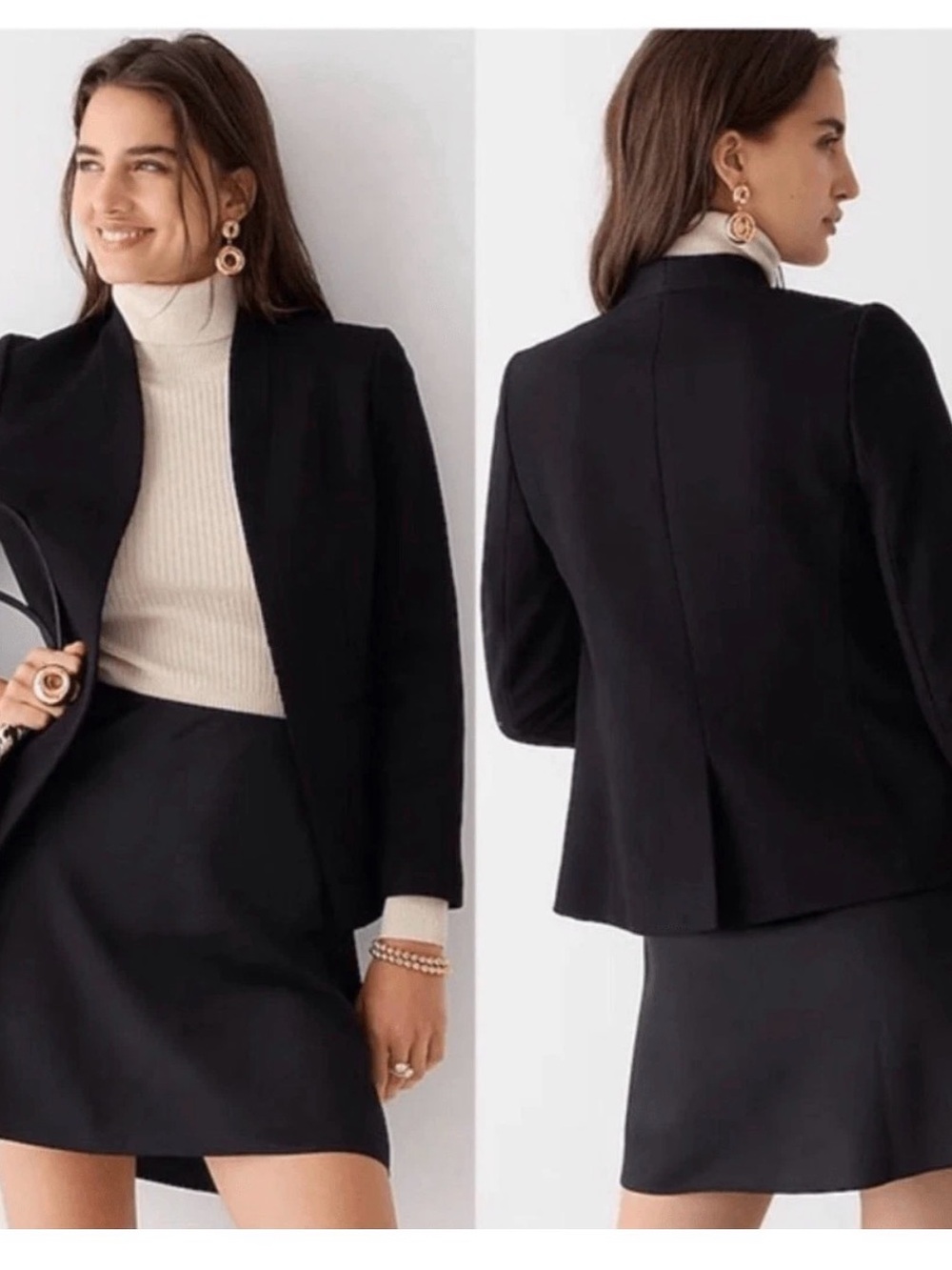 J.Crew 365 collarless open front blazer black Sz 12